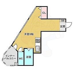クリスタルビュー豊中南 ワンルームの間取図画像