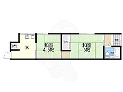 加守ハイツ 2Kの間取図画像