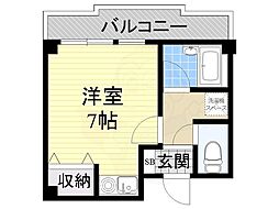 西田ハイツパート2 ワンルームの間取図画像