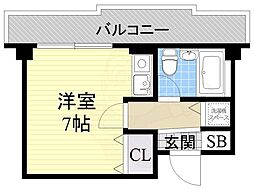 西田ハイツパート2 ワンルームの間取図画像