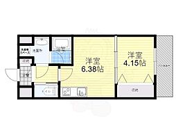 ガレリア南豊中 1DKの間取図画像