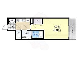 ワールドアイ大阪West Gate 1Kの間取図画像
