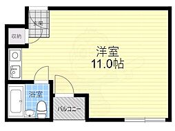 阪急宝塚本線 三国駅 徒歩9分の賃貸マンション 2階ワンルームの間取り