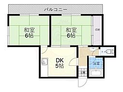 矢内マンション 2DKの間取図画像