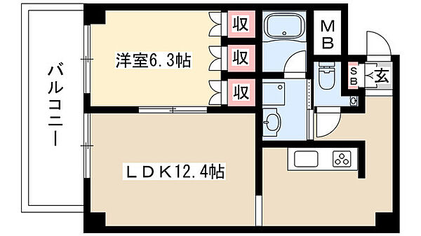 TACHIBANA BOX24 7C｜愛知県名古屋市中区橘１丁目(賃貸マンション2K・7階・44.67㎡)の写真 その2