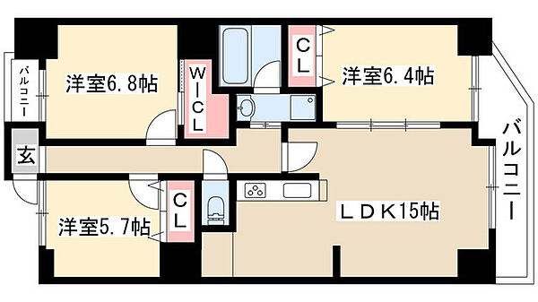 Ambiente 泉 1102｜愛知県名古屋市東区泉３丁目(賃貸マンション3LDK・11階・75.46㎡)の写真 その2