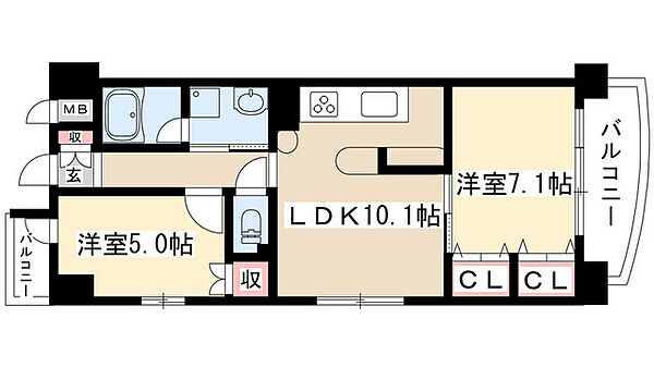 プレミアマルシェ白壁 1101｜愛知県名古屋市東区白壁３丁目(賃貸マンション2LDK・11階・50.08㎡)の写真 その2