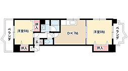 アメニティ伸和 2DKの間取図画像