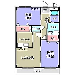 フォレストスクエアシバタ 2LDKの間取図画像