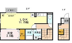 サンモール高畑 1LDKの間取図画像
