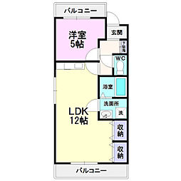 キャッスルミニ松園 1LDKの間取図画像