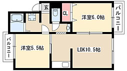 メゾン京命 2LDKの間取図画像