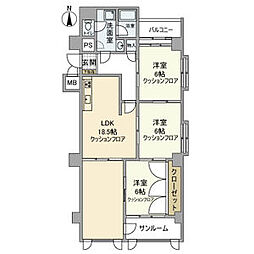 ハイツサンライズ 3LDKの間取図画像
