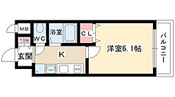 プレサンス覚王山D-Style2 1Kの間取図画像