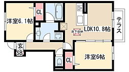 ベルネージュ2 2LDKの間取図画像