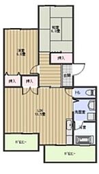 サンハイツひさし 2LDKの間取図画像