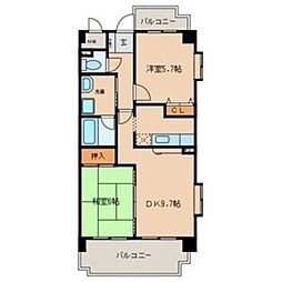 エクセレントみずの 2DKの間取図画像