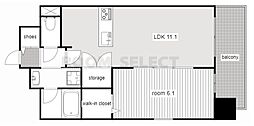 プレサンス名古屋STATIONルミアス 1LDKの間取図画像