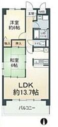 シェソワ駒方 2LDKの間取図画像