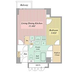 ミュプレ矢場町 1LDKの間取図画像