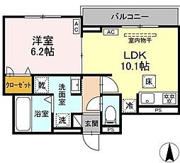 ルヴィータ剣町 1LDKの間取図画像