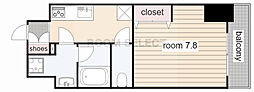 WESTIN上前津 1Kの間取図画像