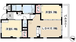 フォレストスクエアシバタ 2LDKの間取図画像