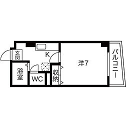 AZURトリイ 1Kの間取図画像