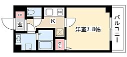 アトネス1604 1Kの間取図画像