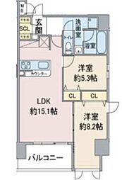 スリーアイランドタワー星ヶ丘 2LDKの間取図画像
