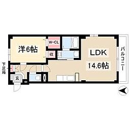 プリムローズ 1LDKの間取図画像