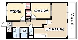 スリーウェル 2LDKの間取図画像