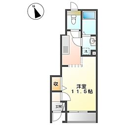アルモかたばみ ワンルームの間取図画像