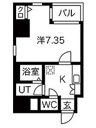 アルテミス平和 1Kの間取図画像