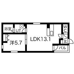 DEVELD橘 1LDKの間取図画像