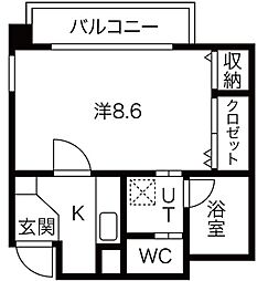 アールズコート本郷 1Kの間取図画像
