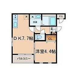 MOVE六番町WEST 1DKの間取図画像