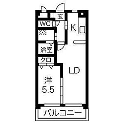 ピースフルムーン 1LDKの間取図画像