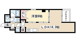 アモンフォンテーヌ 1LDKの間取図画像