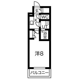 エスリード泉プライム 1Kの間取図画像