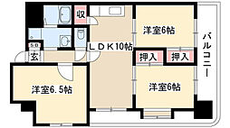 鶴陽明ハイツ 3LDKの間取図画像