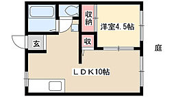 アルス極楽A 1LDKの間取図画像