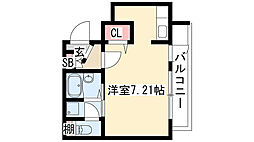 アルテミス平和 1Kの間取図画像
