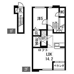 砂子の家B 1LDKの間取図画像