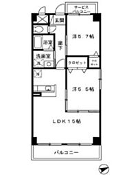 マーヴェラス 2LDKの間取図画像