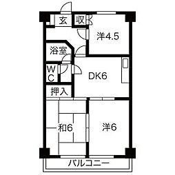 中根ハイツ 3DKの間取図画像