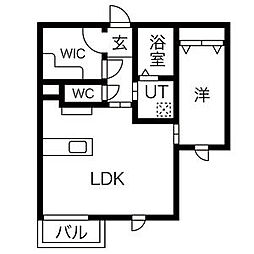 ilusion高畑 1LDKの間取図画像