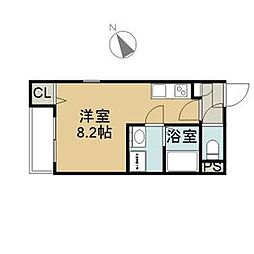 グローリー庄内緑地 ワンルームの間取図画像