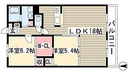 ソシア楠乃木藤が丘 2LDKの間取図画像