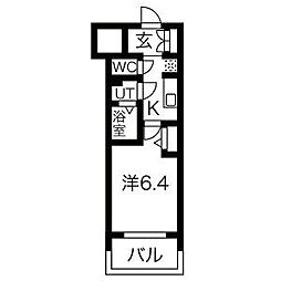 メイクス鶴舞2 1Kの間取図画像